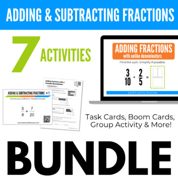 Preview of Adding and Subtracting Fractions Activity Bundle