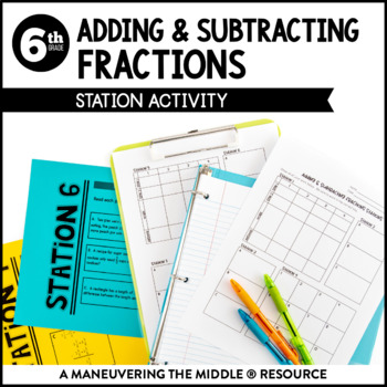 Preview of Adding and Subtracting Fractions Activity | Fraction Operation Stations