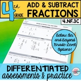 Adding and Subtracting Fractions Practice Differentiated