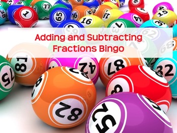 Preview of Adding and Subtracting Fractions Bingo