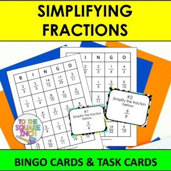 Preview of Simplifying Fractions Bingo Game | Task Cards | Whole Class Activity
