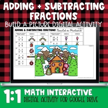 Preview of Adding and Subtracting Fractions Christmas Digital Practice Activity