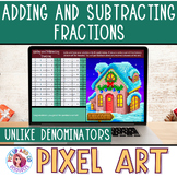 Adding and Subtracting Fractions Christmas Math Pixel Art 