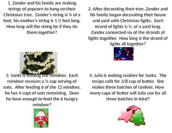 Preview of Adding and Subtracting Fractions Christmas Word Problems