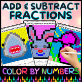 Add and Subtract Fractions - Color by Numbers Worksheets