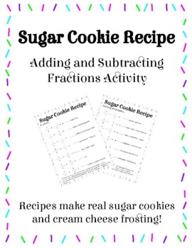 Preview of Adding and Subtracting Fractions Cookie Recipe