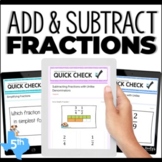 Adding and Subtracting Fractions Quick Check Google Forms
