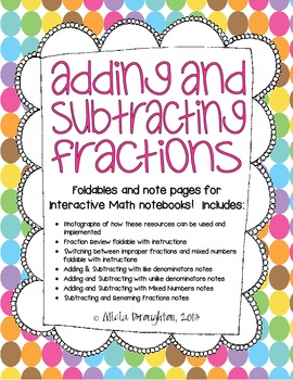 Preview of Adding and Subtracting Fractions Foldables and Notes Pack!