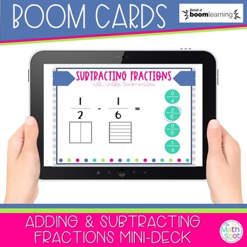 Preview of Adding and Subtracting Fractions | Free Digital Boom Cards