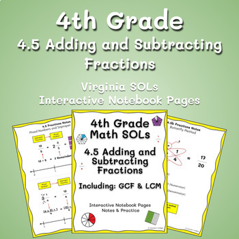 Preview of Adding and Subtracting Fractions (GCF & LCM) Math SOL 4.5 Interactive Notebook