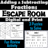 Adding and Subtracting Fractions Activity: Escape Room Mat