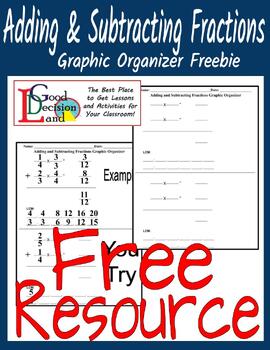 Preview of Adding and Subtracting Fractions Graphic Organizer - FREEBIE!