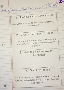 Preview of Adding and Subtracting Fractions Interactive Notebook Foldable