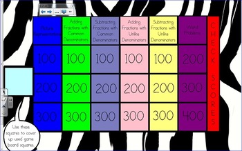 Preview of Adding and Subtracting Fractions: Jeopardy