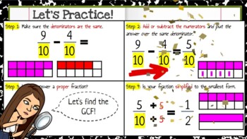 Preview of Adding and Subtracting Fractions (Like Denominators)