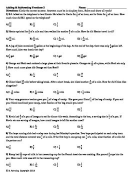 adding and subtracting fractions mixed numbers test prep