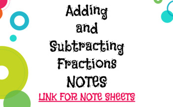 Preview of Adding and Subtracting Fractions Notes with Lesson in Google Slides