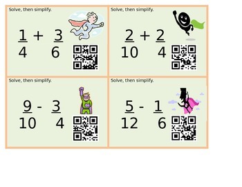 Preview of Adding and Subtracting Fractions - QR Codes