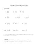 Adding and Subtracting Fractions Quiz