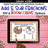 Adding and Subtracting Fractions BOOM Cards & PDF Task Car