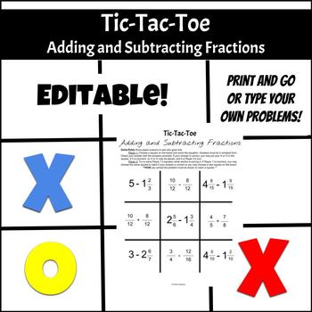 Fractions Tic-Tac-Toe with 5 Game Boards