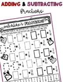 Adding and Subtracting Fractions | Valentine's Day | Works