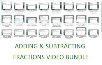 Preview of Adding and Subtracting Fractions Module Video Lesson Bundle