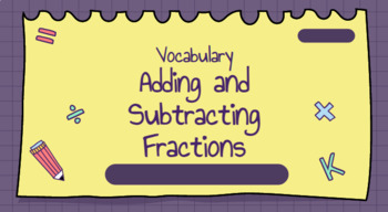 Preview of Adding and Subtracting Fractions Vocabulary