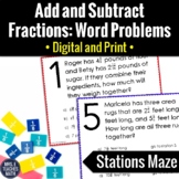 Adding and Subtracting Fractions Word Problems Activity Di