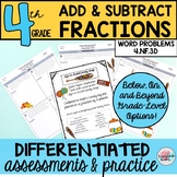 Adding and Subtracting Fractions Word Problems Differentiated