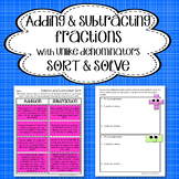 Adding and Subtracting Fractions ~ Word Problems Sort & Solve