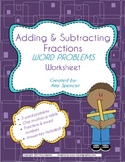 Adding and Subtracting Fractions Word Problems worksheet
