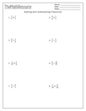 Adding and Subtracting Fractions - Worksheet