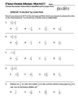 Adding and Subtracting Fractions Word Problems Worksheet ...