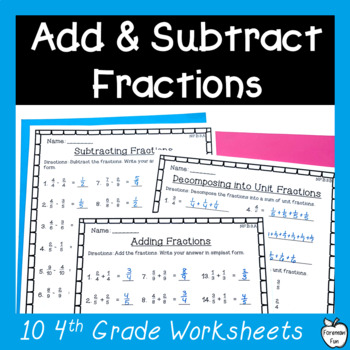 adding and subtracting fractions worksheets 4th grade by foreman fun