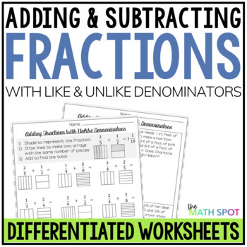 adding and subtracting fractions worksheets bundle distance learning packet