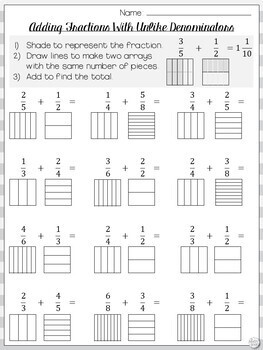 Adding and Subtracting Fractions Worksheets Bundle by The Math Spot