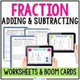 Adding and Subtracting Fractions Worksheets and Boom Cards