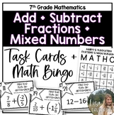 Adding and Subtracting Fractions and Mixed Numbers Task Cards