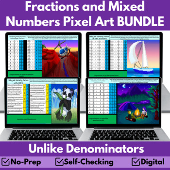 Preview of Adding and Subtracting Fractions and Mixed Numbers Unlike Denominators Pixel Art