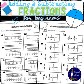 Preview of Adding and Subtracting Fractions for Beginners Worksheets