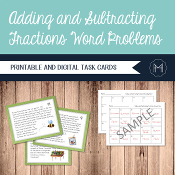 Preview of Adding & Subtracting Fractions with Different Denominators Word Problems