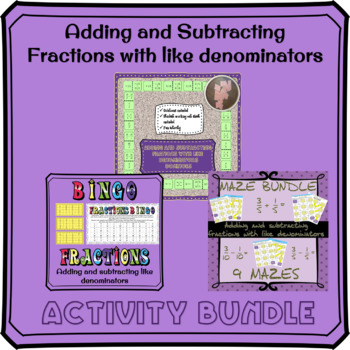 Preview of Adding and Subtracting Fractions with Like Denominators Activities