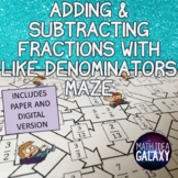Adding and Subtracting Fractions with Like Denominators Activity