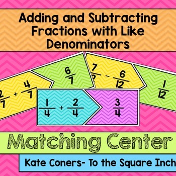 Preview of Adding and Subtracting Fractions with Like Denominators Center Activity