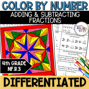 Preview of Adding and Subtracting Fractions with Like Denominators Worksheets - 4th Grade