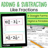 Adding and Subtracting Fractions with Like Denominators fo