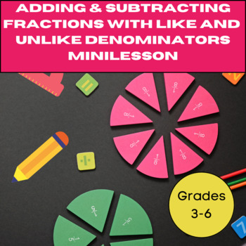 Preview of Adding and Subtracting Fractions with Like and Unlike Denominators Mini Lesson