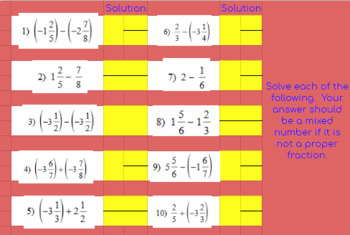 Preview of Adding and Subtracting Fractions with Mixed Numbers - Google Classroom