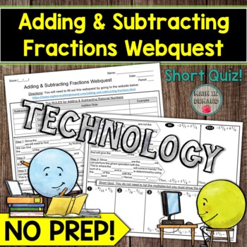 Preview of Adding and Subtracting Fractions with Negatives Webquest 7th